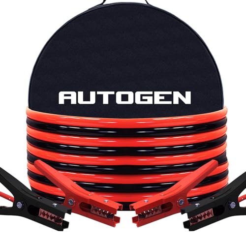 AUTOGEN 4 Gauge 20Feet Jumper Cables, Booster Cables Automotive Jumper Cables Kit for Car, SUV, and Trucks with Professional Clamps and Carrying Bag