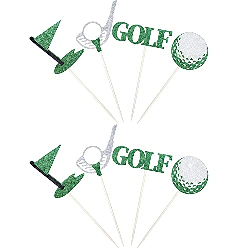24 Pcs Golf Cupcake Toppers Glitter Sport Golf Ball Cupcake Picks Baby Shower Golf Theme Birthday Party Cake Decorations Supplies #TOP5