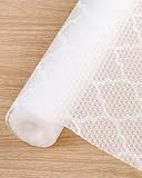Acual Tapis Fond de Tiroir, 30 cm x 3 m Protege Plan de Travail Cuisine Antiderapant Non-adhésif, Transparent Découpable Protection Tiroir Cuisine, EVA sans BPA, Résistant Eau et Huile (Blanc)