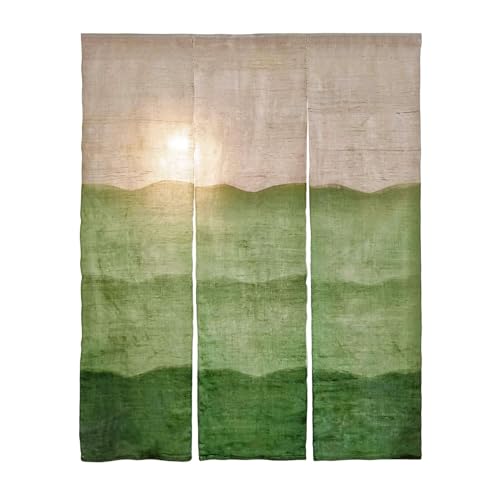 7vcraft Hand-Dyed Wide Noren Curtain, 3 Panel Japanese Doorway Curtain,