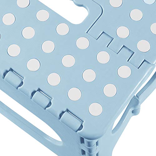 Casafield 9" Folding Step Stool With Handle, Blue - Portable Collapsible Small Plastic Foot Stool For Kids And Adults - Use In The Kitchen, Bathroom And Bedroom #TOP4