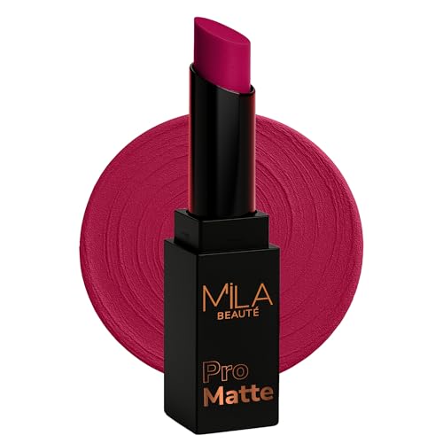 Image of Mila Beaute Pro Matte Lipstick | Highly Pigmented & Long lasting | Semi Matte Finish | Light Weight Lipstick | Single Swipe Application | Luxurious Lip Color | Shade -(Anarkali, 4.2g)