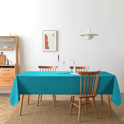 DWCN Rectangle Tablecloth - 52 x 70 Inch - Waterproof Stain and Wrinkle Resistant Washable Table Cloth, Decorative Fabric Table Cover for Kitchen Dining Room Party and Outdoor Use, Turquoise by DWCN - Used condition - Image 5