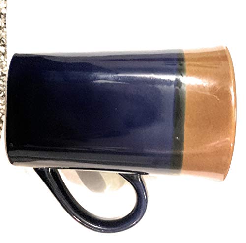 Royal Norfolk Blue/Brown Stoneware Coffee Mugs Dinnerware Cups - Set of 4 (Blue & Brown)