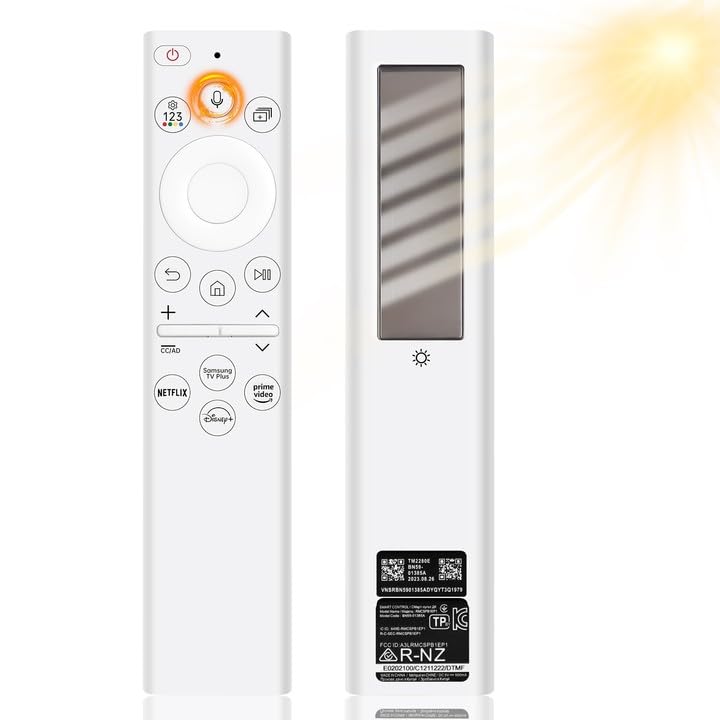 BN59-01391A Solar Voice Remote Control for Samsung Smart TV Replacement Compatible for 2021-2023 Neo QLED, The Frame and Crystal 4k 8K UHD Smart TVs Series (White)