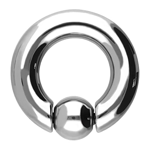 Treuheld® Spring Loaded Ball Closure Ring Piercing BCR Silver [11.] - 8.0 x 19 mm (Ball: 12 mm) Cover
