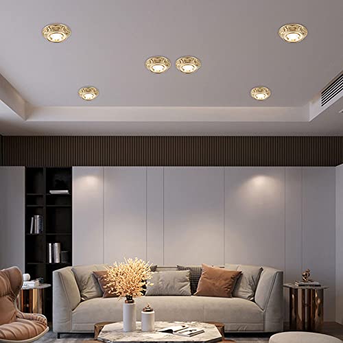 Usmjqvz 3.9 Inch American Vintage Carved Round Downlight Copper Finish, Brass Led Recessed Lighting Fixture 3W,5W,7W,10W Cri 90+, Selectable 3000K,4000K,6000K #TOP3