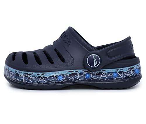 Nautica Kids Light Up Sports Clogs Sandals, Led Athletic Beach Water Shoes - River Lights Boys-Girls Toddler-Little Kid-Navy Blue Waves-6 #TOP2