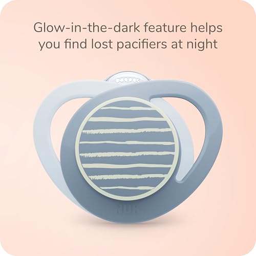 Image of NUK Glow-in-the-Dark Orthodontic Pacifier with Heart-Shaped Shield, BPA-Free, fits 6-18 Months, 4-Pack