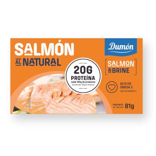 DUMON Pack de 25 unidades de Conserva Salmón 100% Natural, 20 gr de Proteína, Refuerza y Nutre Tu Cuerpo y el de tu Familia. Salmon Alto en Omega 3.