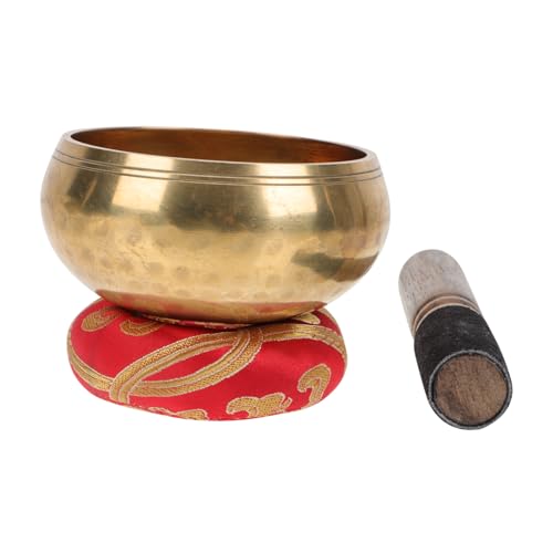 Kisangel 1Set Tibet Buddha Sound Bowl Copper Singing Bowl for Meditation and Therapy with Random Cushion Color for Relaxation and Relief