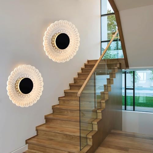 Image of Groeien Pack of 2 | Solaris Glow Modern LED Wall Lamp | Golden Decorative Wall Light for Living Room, Bedroom & Hall | Artistic Solaris Design Wall Fixture for Home Decor(SolarisGlow, 2)