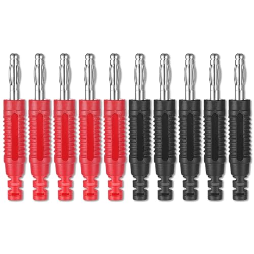 Image of Banana Plugs, 10 Pcs 4mm Insulated Banana Plug Connectors Adapters for Multimeter Test Leads Probes