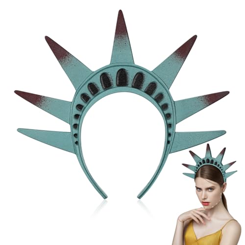 TENDYCOCO Statue of Liberty Headband Independence Day Headpiece Patriotic Crown Hair Accessory for Cosplay Costume 4Th of July Party 11.41X10.03X0.59 Inch