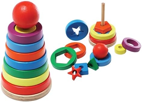 Kimochis Wooden Building Blocks Graded Tower Puzzle for Kids to Develop ...