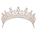 Produktbild ArtiDeco Braut Tiara Kristall Braut Krone Hochzeit Party Braut Haare Accessoires Mädchen Abschlussball Tiara Blinkende Tanzball Krone (Rose Gold)