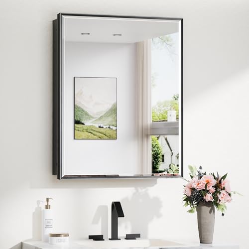 Image of TokeShimi 24x30 in Medicine Cabinet Mirror for Bathroom, Fully Assembled