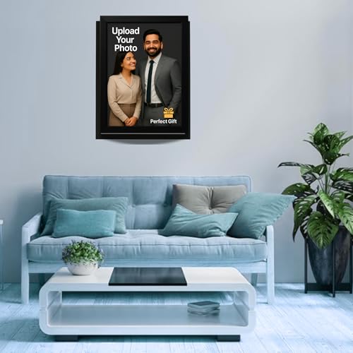 Image of Customized Photo Frame with Single image Upload | Personalized Gift for Birthday, Anniversary, Wedding, Couples, Friend | Black Wooden Frame (6x8 Inch, A4 Size)