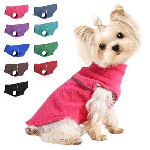 Image of Dog Clothes for Small Dogs Fleece Vest Dog Sweater Boy Girl, Warm Pullover Fleece Doggie Jacket, Winter Pet Ourfit Chihuahua Sweater - Yorkie Clothes (Rose, X-Small)