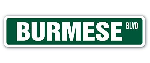 Burmese Cat Street Sign Sticker 2