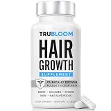 TRU BLOOM Hair Growth Vitamins | Clinically Proven Hair Supplement for Fuller, Thicker Hair | Biotin, Collagen, Keratin, MSM, Zinc, D3 + Hair Superfoods | 1 Month Supply