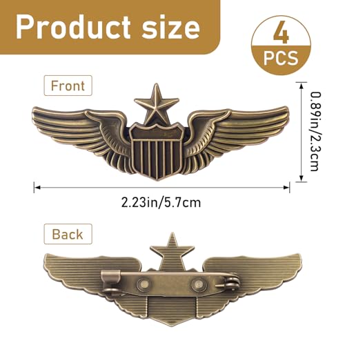 Image of 4Pcs Wings Pin Wing Pilot Air Force Senior Pilot Wing Badge