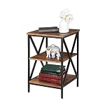 SUPER DEAL 3 Tier Side Table Industrial Retro End Table Nightstand Bedside Table with Solid Metal Frame for Bedroom Living Room Apartment Small Spaces, X-Design More Stable, Rustic Brown SUPER DEAL 3 Tier Side Table Industrial Retro End Table Nightstand Bedside Table with Solid Metal Frame for Bedroom Living Room Apartment Small Spaces X Design More Stable Rustic Brown