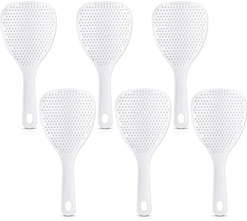 6 Pieces rice spoon paddle plastic Non Stick white Japanese rice cooking scoop Spatula,7.5 Inches