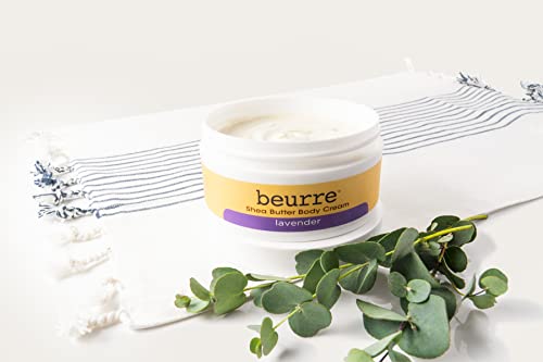 Beurre Shea Butter Body Cream - Fair Trade Shea Butter With Moisturizing Oils For All Skin Types - Vegan Skin Care - Light, Non-Greasy - Reviving, Soothing, Hydrating, Non-Toxic - Lavender 7.8 Oz #TOP6