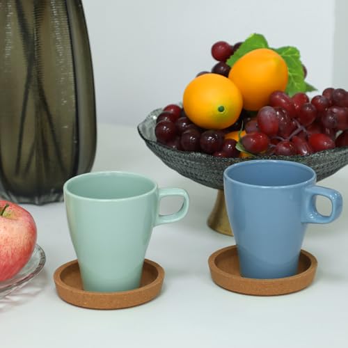 4 Stück Korkuntersetzer Rund Extra Dick Mit Erhöhtem Rand Absorbierende Hitzebeständige Runde Kork Untersetzer Für Die Meisten Tassen Wiederverwendbar Stapelbar