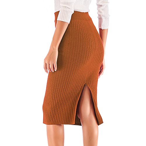 Jupe Longue Femme Hiver Chic,Jupes En Tricot Pour Femmes Crayon Taille Élastiquée Jupe D'Hiver Kaki Sac Sexy Hanche Jupe Taille Haute Dos Fendu Épaissir Jupes En Tricot Jupes Tube Pour Femmes, Ta Cover