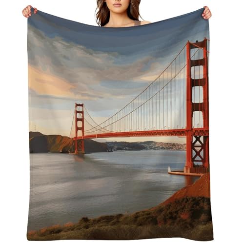 Lightweight Flannel Golden Gate Bridge Blankets for Sofa, Super Soft Blanket 40"x50" for Bed, Portable Throw Blanket for Couch, Multipurpose Warm Plush Blankets for Bed