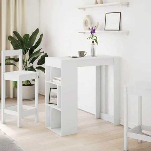 Table de bar avec étagère blanche pour ranger et manger dans la cuisine - 3