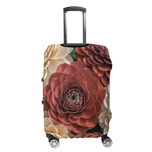 Red And Pale Flowers Printed Luggage Cover Protector, Fits 18-32 Inch Luggage4