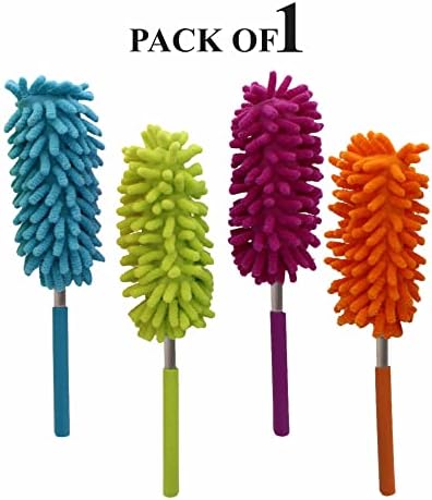 GOLDY Telescopic Duster Bendable Head Microfibre Dusting Hand Brush With Telescoping Pole Fluffy Extendable Feather Cleaner Multifunctional Cleaning Equipment Home Accessories Assorted Color (1Pc)