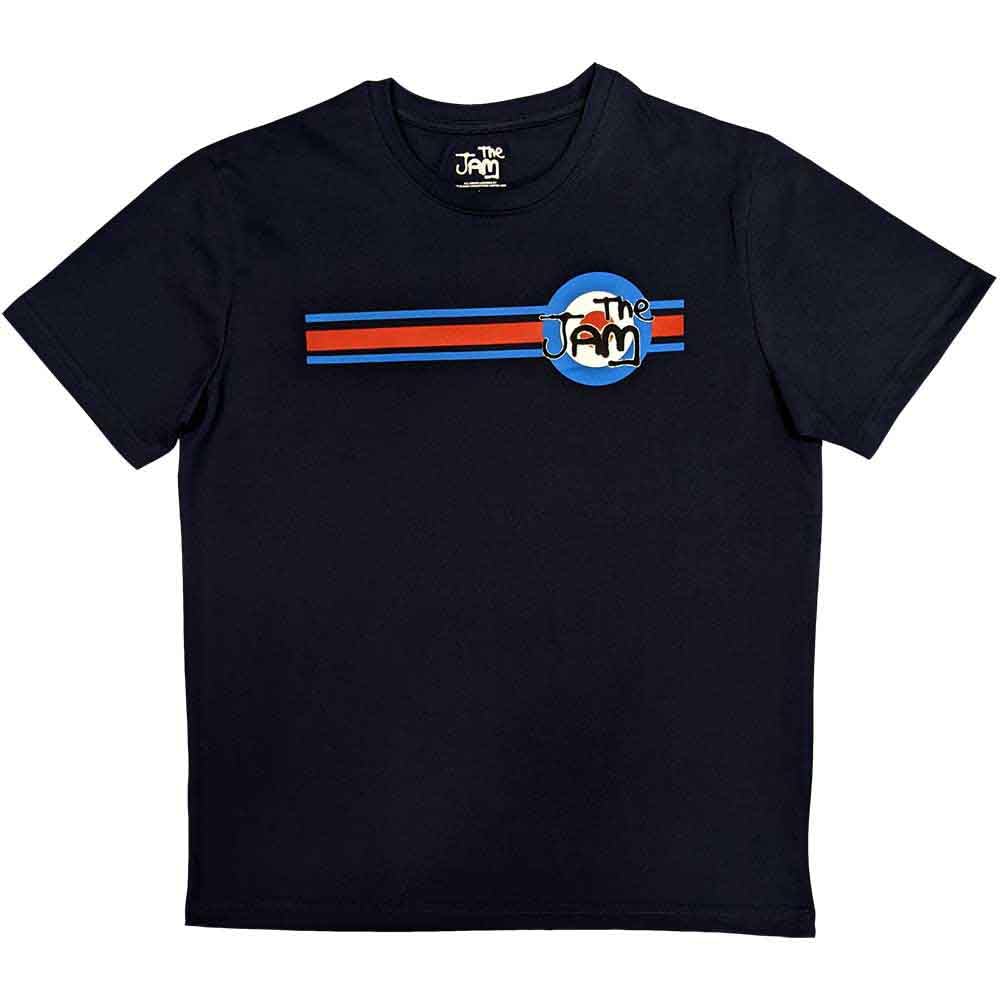 The Jam T Shirt Target Stripe Band Logo Official Mens Navy Blue M