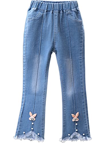 Kiench Girls Flare Jeans Bootcut Pants Pull On Jeggings with Pockets