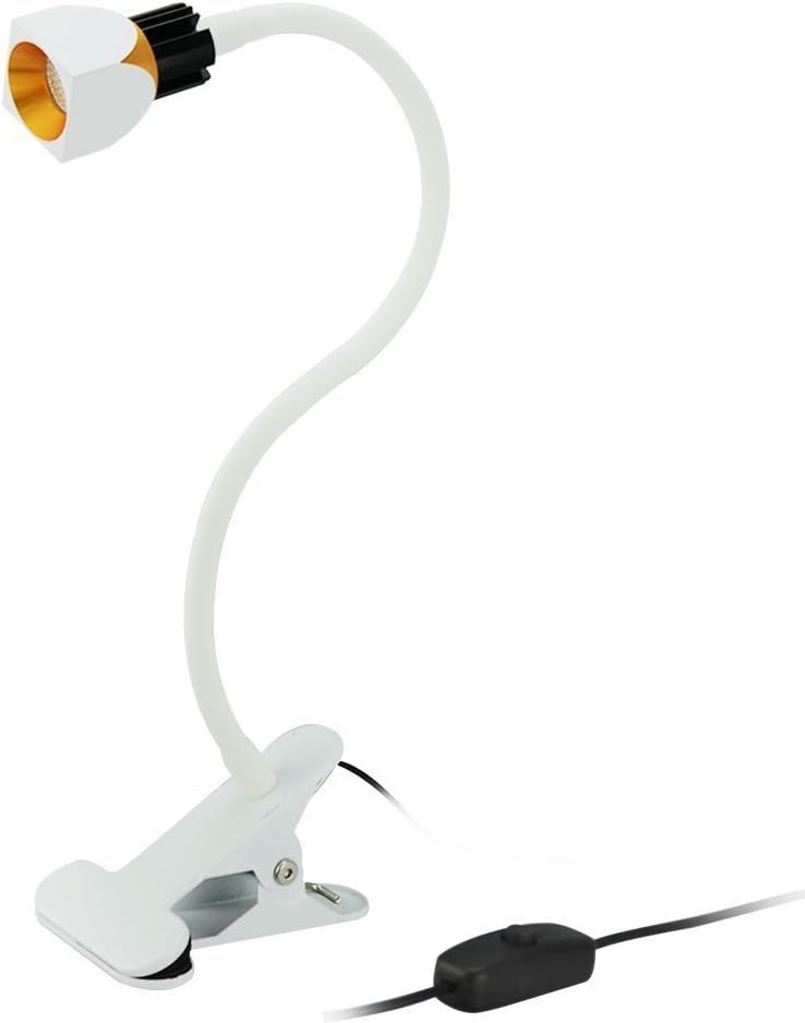 Intsun 3W LED Dimmable Desk Lamp, Sturdy Flexible Gooseneck Clamp Light Clip On Lamp, 4 Lighting Level, USB Powered LED Desk Light for Reading, Desk, Bed headboard, Office, Warm Light