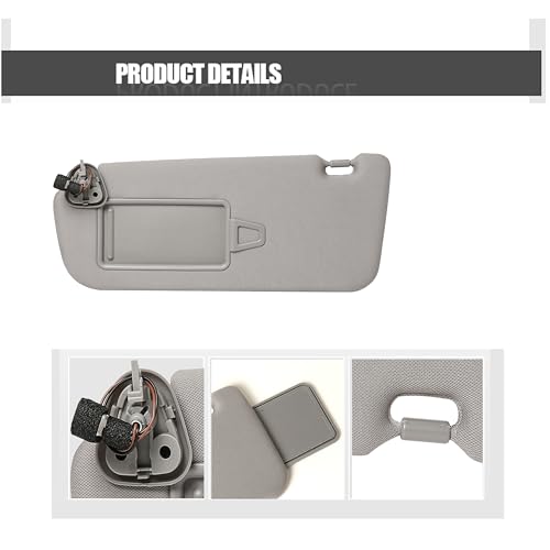 FITIPICI Driver Left & Passenger Right Side Sun Visor Compatible with Hyundai Santa Fe 2006-2009 Sunshade with Light Replacement 852100W110J4 852200W110J4 Gray by FITIPICI - Image 4