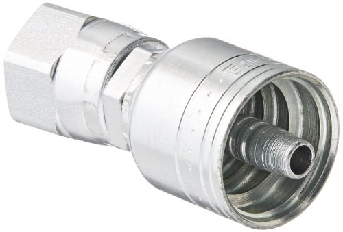 Image of Aeroquip 1AA6FJ4 Carbon Steel Global TTC (Thru the Cover) Crimp Hose Fitting Female JIC Swivel, Straight, 1 /4 inch Hose ID, 9 /16 inch - 18 Thread