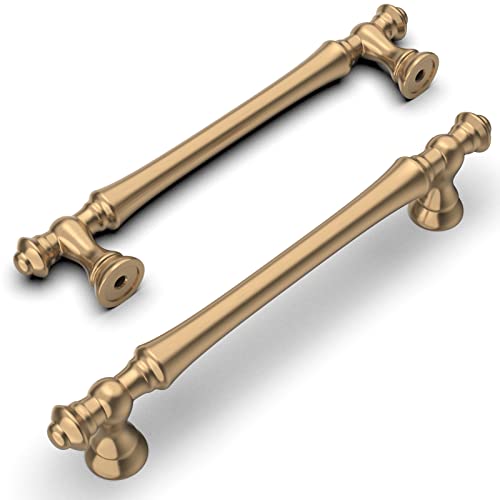 Amerdeco 10 Pack Champagne Bronze Cabinet Pulls 5 Inch(128mm) Hole Center Cabinet Hardware Kitchen Cabinet Handles for Bathroom Drawer Pulls Dresser Pulls ZH0014...