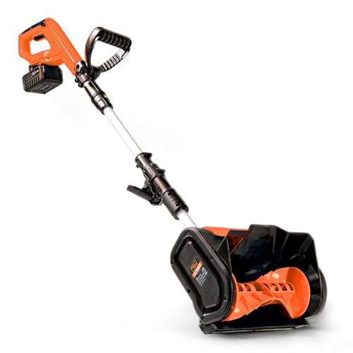 SuperHandy Snow Thrower Power Shovel 4Ah DC 20V Upgraded Design, Cordless Rechargeable, Lightweight 10" in. Width 5" in. Depth, 25' ft Throwing Distance, 300 lbs per Min