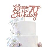 Unimall Rose Gold Glitter 70th Happy Birthday Cake Topper Adult Food Picks for Celebrating Seventy...