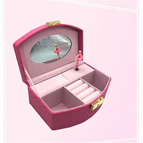 Preisvergleich Produktbild Schminktasche Kosmetiktäschchen Damen Schmuckschatulle Schmuckschatulle schmuck kosmetische aufbewahrungsbox schmuckschatulle Damen tragbares Leder rosa, B