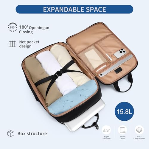 GOLF QUALITY Laptop Backpack for Women Carry On Backpack Travel Backpack with Laptop Compartment for Work Travel Business Fit 16 Inch Notebook, Black — view 5