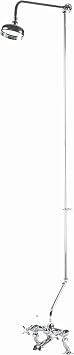 Balterley Shower Riser Rail Kit, Round Showerhead with Swivel Spout Rigid Shower Riser Kit, Traditional Rigid Rail Risers for Bathroom Showers, Rails for Showerhead - 70 x 590 x 1750mm Chrome