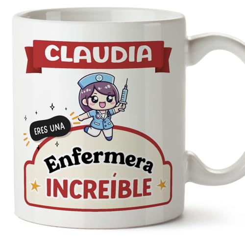 Imagen de MUGFFINS Tazas Personalizadas para ENFERMERA mujer En Español Eres increíble Kawaii 11 oz