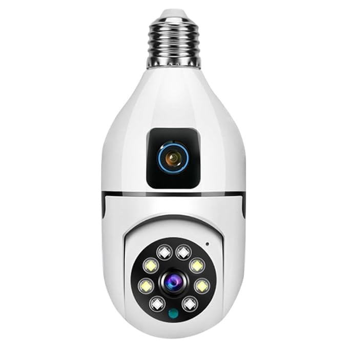 Smarthome Supercams 4MP WiFi Wireless Bulb Cam 2-in-1 Dual Lens Bulb Camera Live View, Bullet+PTZ Control, Two Way Audio,Color Night Vision, AI Human Detection for Indoor Camera