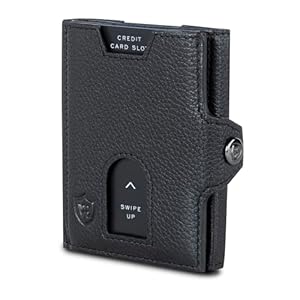 VON HEESEN Slim Wallet mit Münzfach & RFID Schutz – kleine Geldbörse Herren & Damen – Echtleder Kartenetui Geldbeutel für Männer & Frauen Portmonee – Kreditkartenetui Portemonnaie Schwarz