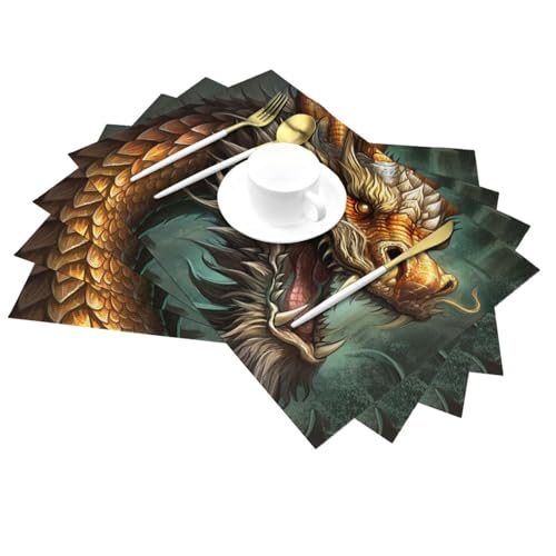Protégez votre table avec ce lot de 6 sets de table dragon tissés